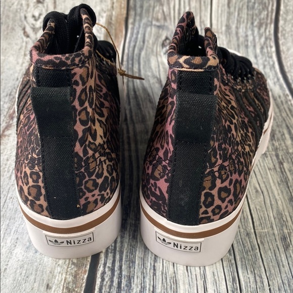 Adidas Leopard Print Mid-Tops in Black and Pink Sz 6 - Picture 4 of 12